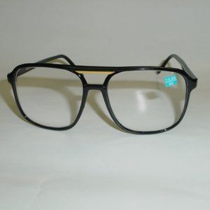 NWT TruVintage 90's Plastic Square DoubleBridge gold trim frame Reading Glasses